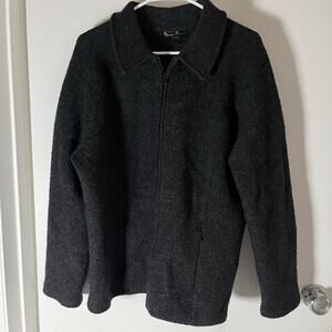 Mercer & Madison Ribbed Cardigan button up Heavy 100% Wool Black Women’s Size XL